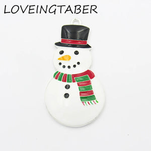 10pcs Christmas Snowman Enamel Pendant for Kids Jewelry Making