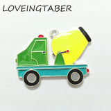 10pcs Construction Trucks Cement Mixers Pendant For Kids Necklace Making