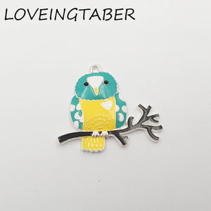 10pcs Lot Enamel Owl Pendant for Kids Necklace Making