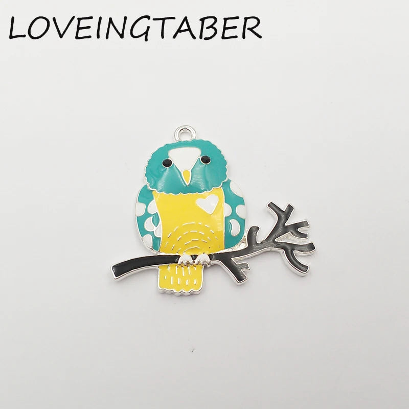 10pcs Lot Enamel Owl Pendant for Kids Necklace Making