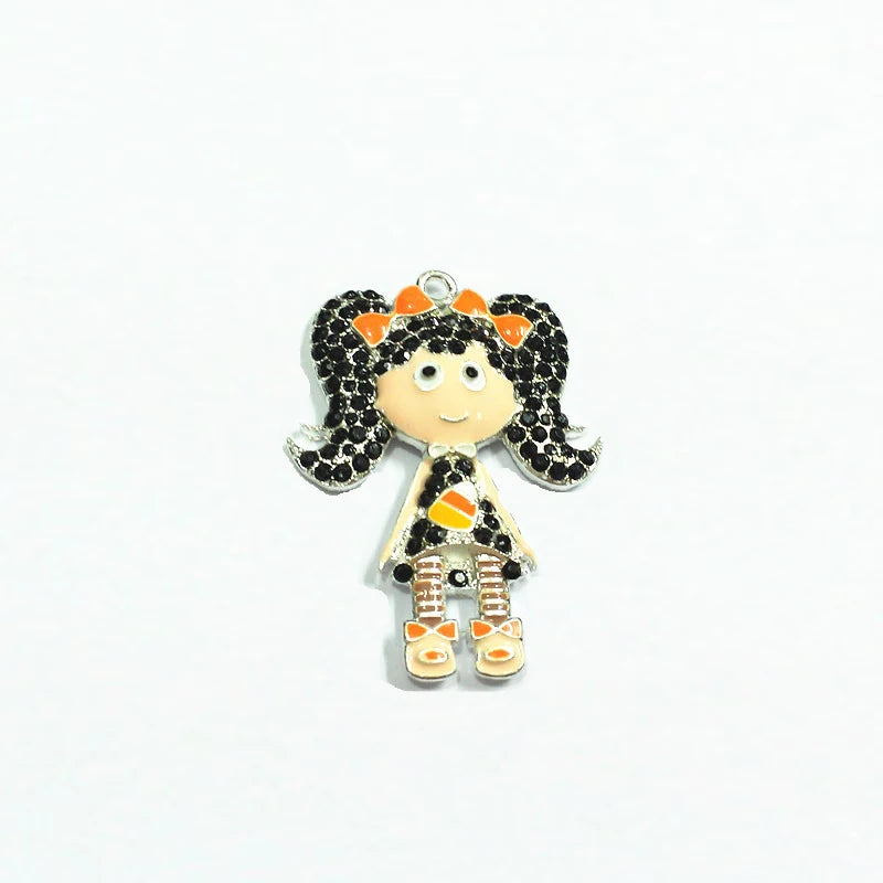 10pcs/lot Girl With Bow Rhinestone Pendants