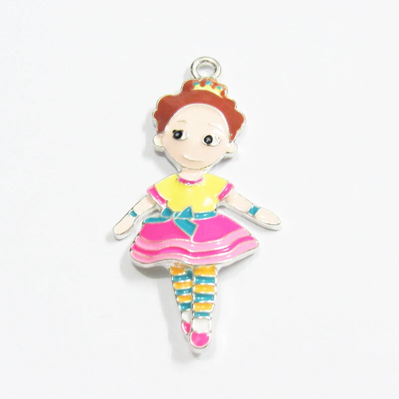 10pcs/lot Enamel Girl Pendants Zinc Alloy 47mm*26mm