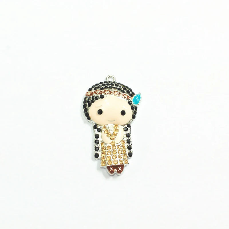 10pcs/lot Indian Girl Rhinestone Pendants