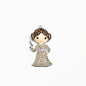 10pcs Princess With Gun Rhinestone Pendants