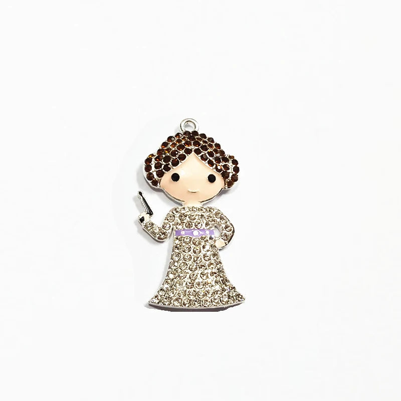 10pcs Princess With Gun Rhinestone Pendants