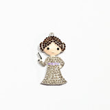 10pcs Princess With Gun Rhinestone Pendants