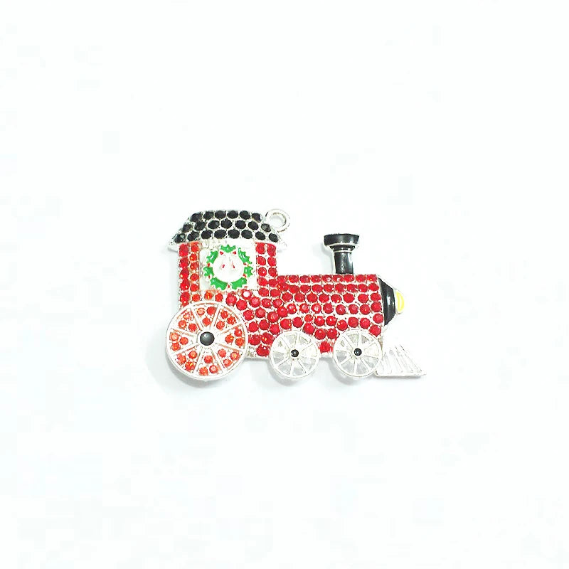 Christmas Train Rhinestone Pendants For Jewelry Making