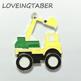 10pcs 47mm*38mm Enamel Construction Trucks Crane Pendant