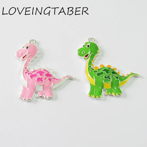 10pcs Full Enamel Dinosaur Pendant For Kids Necklace Making