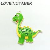 10pcs Full Enamel Dinosaur Pendant For Kids Necklace Making