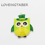 10pcs Owl with Hat Enamel Pendants For St. Patrick's Jewelry Making