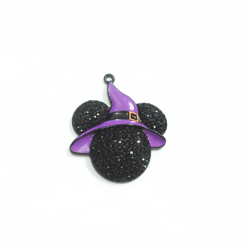 48MM*45MM Minnie Purple Witch Hat Rhinestone Pendants