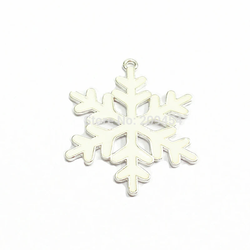 10Pcs 48mm Enamel Christmas Snowflake Pendants