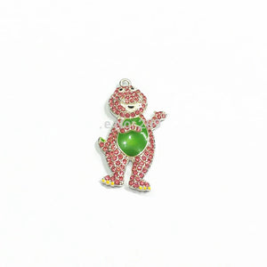 10pcs Bright Pink Dinosaur Rhinestone Pendants For Kids Necklace