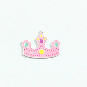10pcs Pink Crown Pendants for Chunky Kids Necklace