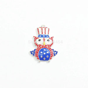10pcs Red/Royalblue/White Owl Pendants 4th Of July Jewelry