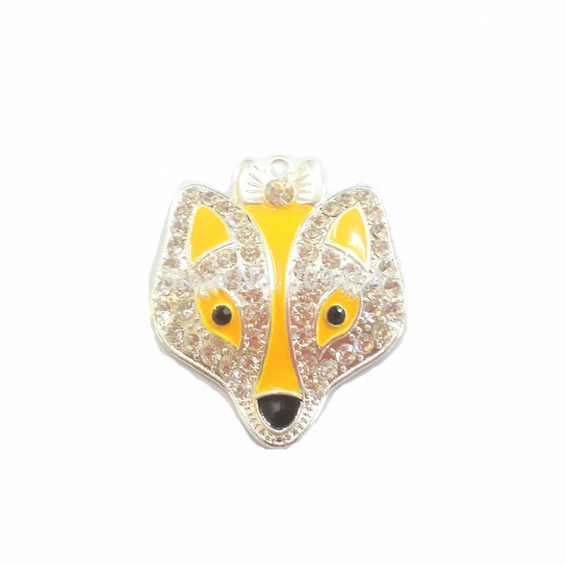 48mm*41mm 10pcs Fox/Wolf Rhinestone Pendants