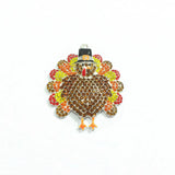 10pcs Big Turkey With Hat Rhinestone Pendants For Thanksgiving