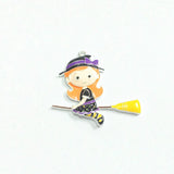 10pcs/lot Enamel Girl Riding Broom Pendants Halloween Jewelry