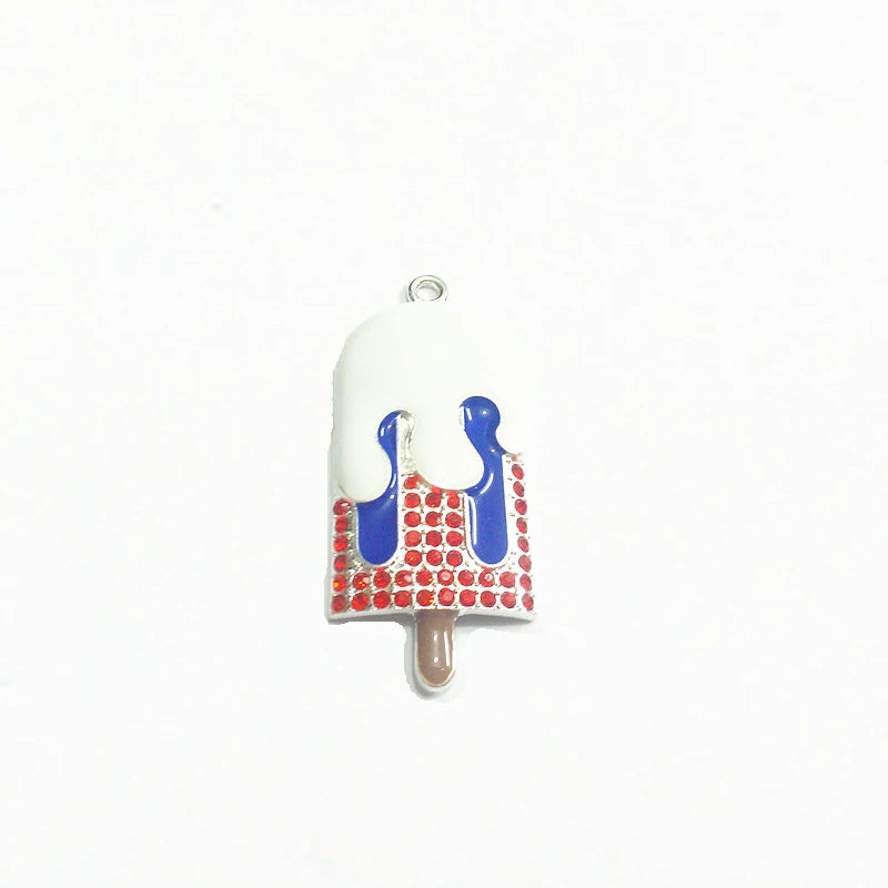 10pcs Ice Cream Rhinestone Pendants 49mm*23mm
