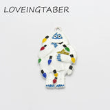 10pcs Silvery Kaiju with Light Enamel Pendants For Christmas Jewelry Making