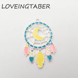 10pcs Full Enamel Moon Dream Catcher Pendant For Kids Necklace Making