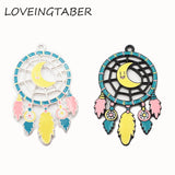 10pcs Full Enamel Moon Dream Catcher Pendant For Kids Necklace Making