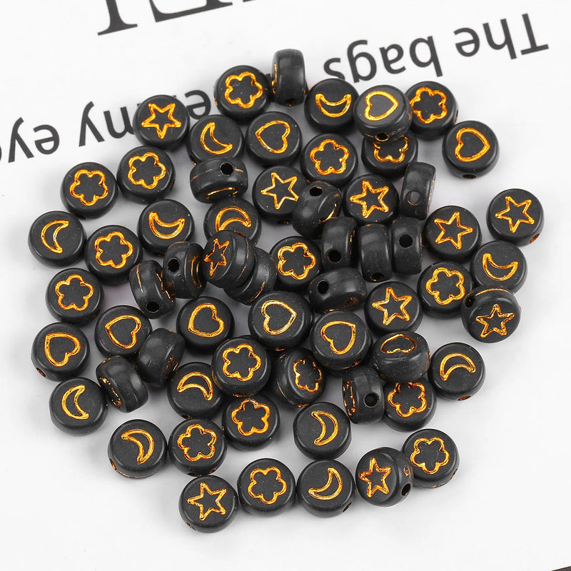 500pcs 4*7mm Love Heart Flower Moon Acrylic Spacers Beads