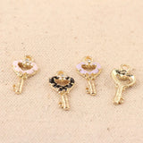 50PCS Oil Drop Heart Key Pendant Alloy DIY Ornament Accessory