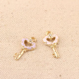 50PCS Oil Drop Heart Key Pendant Alloy DIY Ornament Accessory