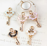 50PCS Oil Drop Heart Key Pendant Alloy DIY Ornament Accessory