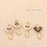 50PCS Oil Drop Heart Key Pendant Alloy DIY Ornament Accessory