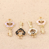 50PCS Oil Drop Heart Key Pendant Alloy DIY Ornament Accessory