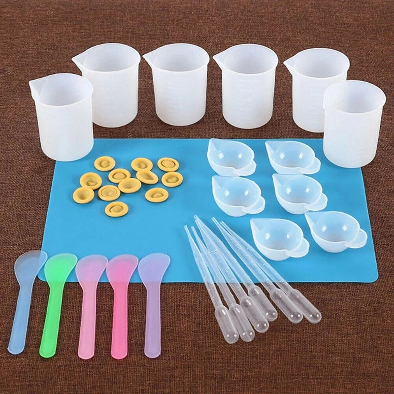 50Pcs Silicone Resin Measuring Cup Kit for Epoxy Crystal Glue Mixing