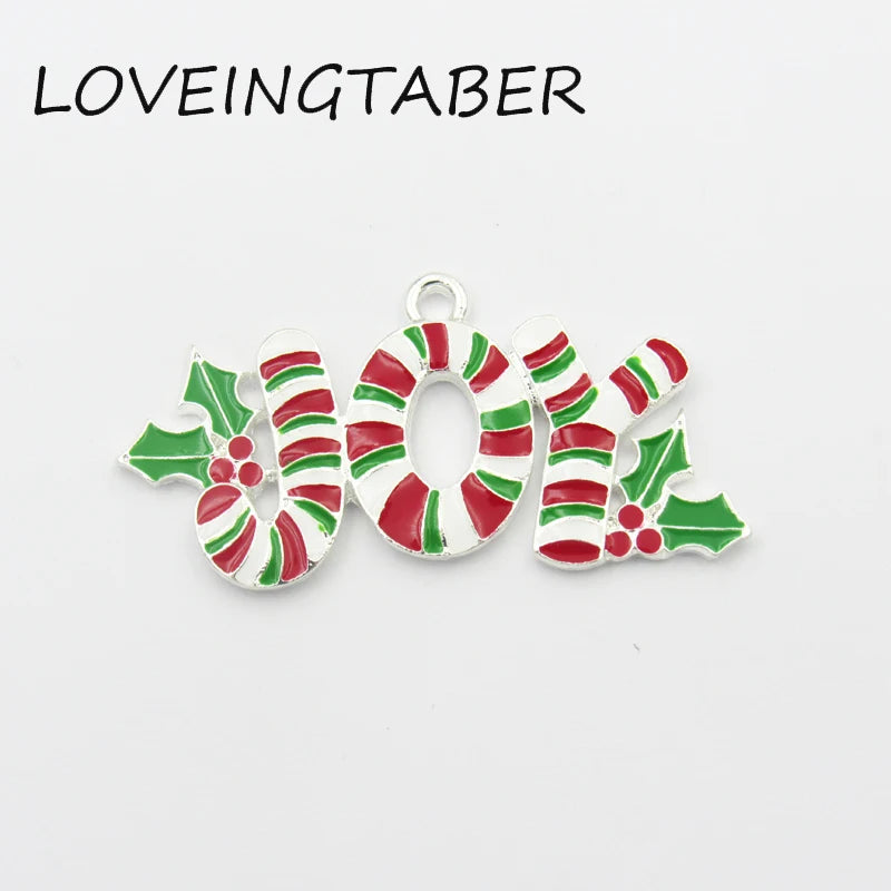10pcs JOY All Enamel Pendant For Christmas Jewelry Making