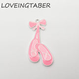 Enamel Pink Ballet Shoes Pendant for Kids Necklace Making