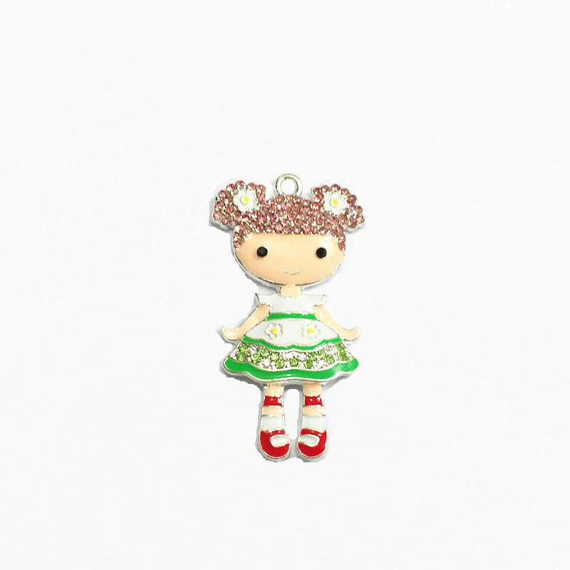 10pcs/lot Alloy Girl Rhinestone Pendants for Kids Necklace Making