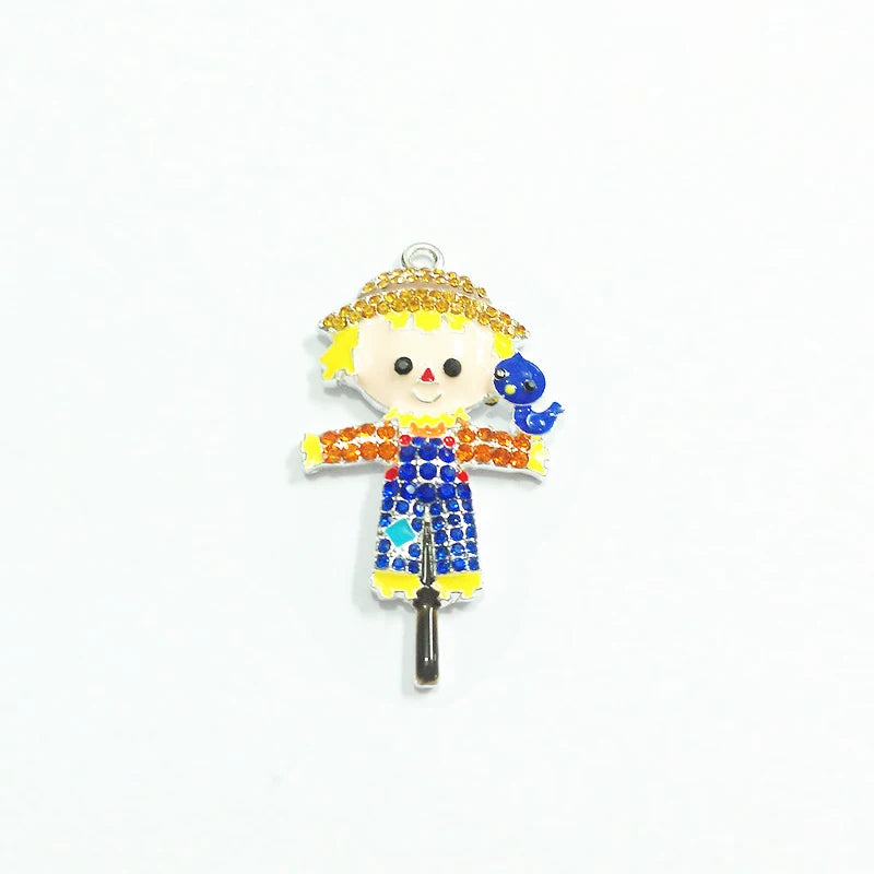 10pcs Autumn Scarecrow Rhinestone Pendants
