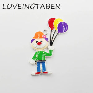 10pcs/lot Enamel Circus Clown Balloon Pendants Chunky Kids Necklace Making