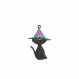 Halloween Cat With Hat Rhinestone Pendants Lot of 10