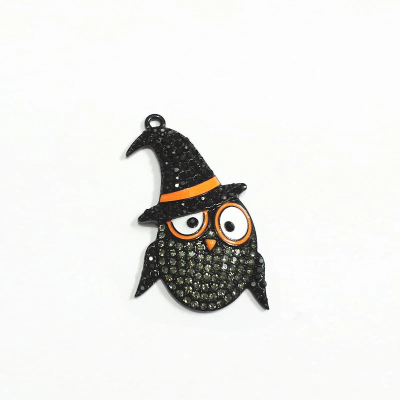 10pcs Owls Rhinestone Pendants, 50mm*35mm