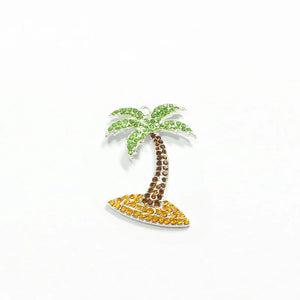 10pcs Palm Tree Rhinestone Pendants For Summer Necklace