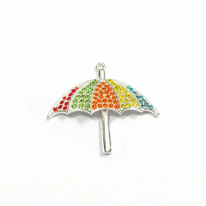 50mm*43mm Sun Umbrellas Rhinestone Pendants 10pcs/lot
