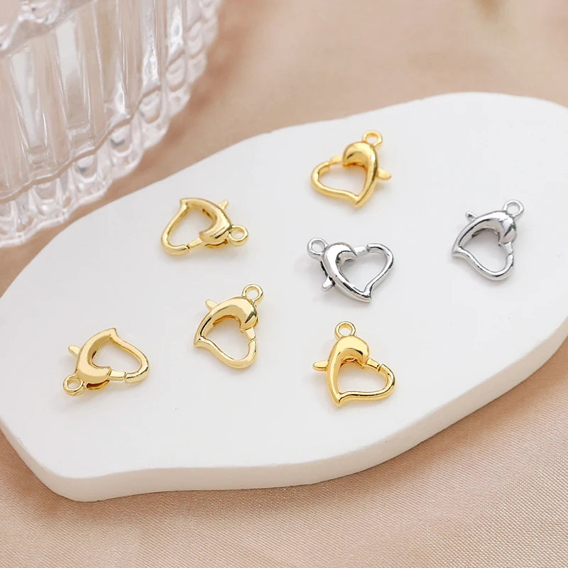 50pcs Heart Shape Lobster Clasps for DIY Jewelry Making