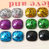 50pcs Colorful Square Resin Cabochons Ornament Accessories Patch Sticker