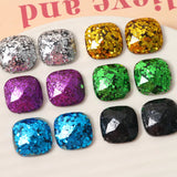 50pcs Colorful Square Resin Cabochons Ornament Accessories Patch Sticker