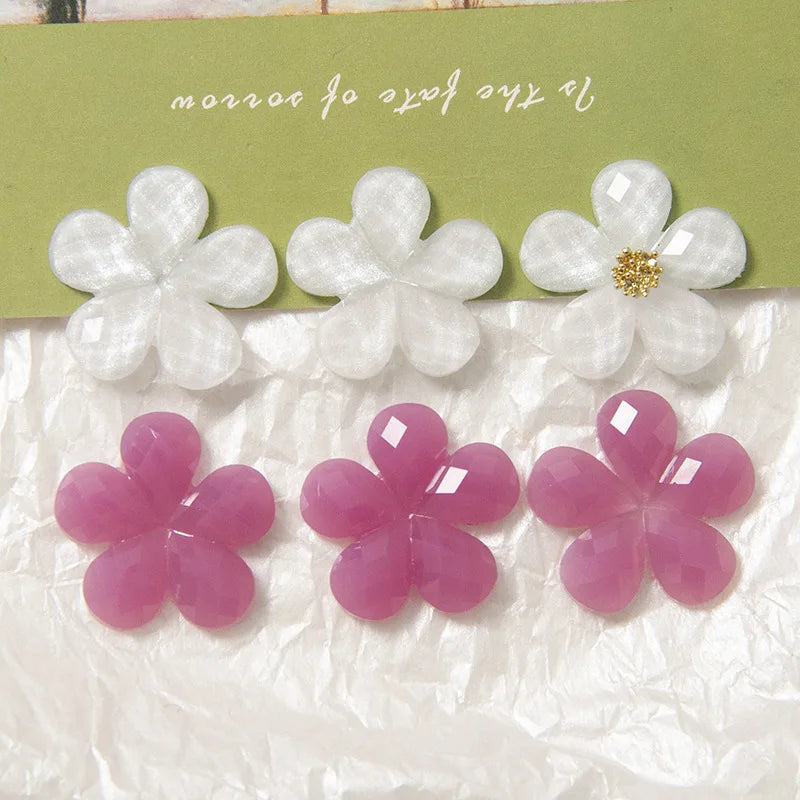 50pcs Acrylic Jelly Flower Patch Sticker 25*25mm Accessories