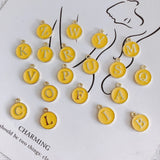 50pcs Dark Yellow Enamel Alloy Charms English Character Initial A-Z DIY Jewelry