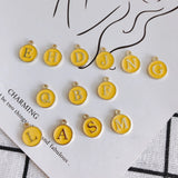50pcs Dark Yellow Enamel Alloy Charms English Character Initial A-Z DIY Jewelry