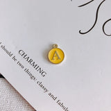 50pcs Dark Yellow Enamel Alloy Charms English Character Initial A-Z DIY Jewelry